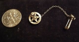 Vintage 14k White Gold Order Of The Eastern Star Pin Masons Freemasonry