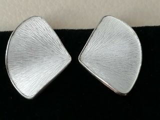 Vintage Jewellery 925 Silver Clip On Earrings Signed Holth Norway White Enamel