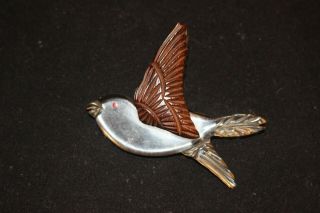 Vintage Lucite & Wood Bird Brooch 3 1/4 " X 2 1/2 "