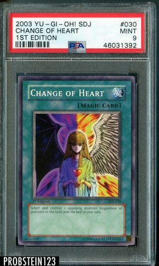 2003 Yu - Gi - Oh 1st Edition 030 Change Of Heart Psa 9
