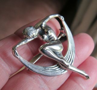 925 Sterling Silver Art Deco Dancing Lady Brooch Pin Or Pendant