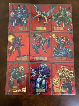 1993 Marvel Universe Series Iv Complete Red Foil 2099 Insert Chase Set 1 - 9