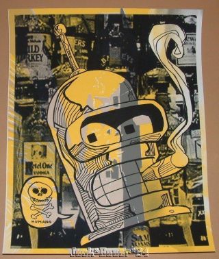 Tim Doyle Futurama Bender Death To Humans Poster Print Test Sheet Art