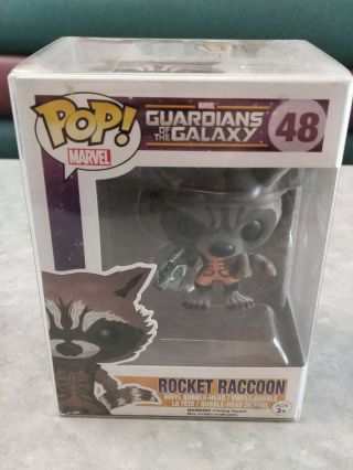 Funko Pop Flocked Rocket Raccoon Sdcc 2014 Guardians Of The Galaxy With Cover