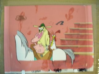 Cow and Chicken Production Cel w/matching hand drawn Cel with C of A. 2