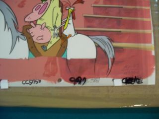Cow and Chicken Production Cel w/matching hand drawn Cel with C of A. 3
