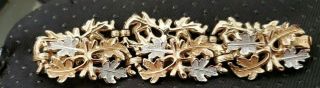 Vintage Signed Sarah Coventry Gold & Silver Tone Link Chain Bracelet Maple Leaf