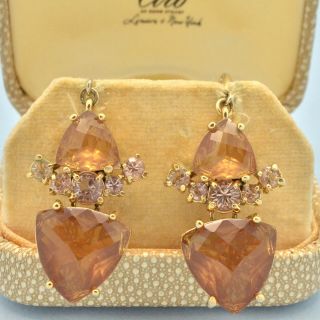 Vintage Earrings Monet 1980s Amber & Lilac Lucite Goldtone Pierced Jewellery