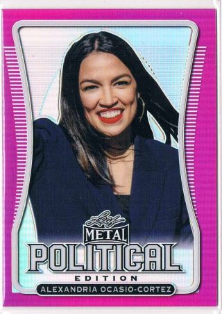 2020 Leaf Political Edition Alexandria Ocasio - Cortez Pink Prismatic 