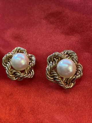 Vintage Gold Filled Christian Dior Pearls Earring Clip On Germany