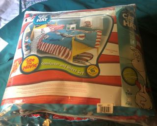 Dr Suess Cat In The Hat Twin Bed Comforter Blanket & Sheets & Pillowcase Set