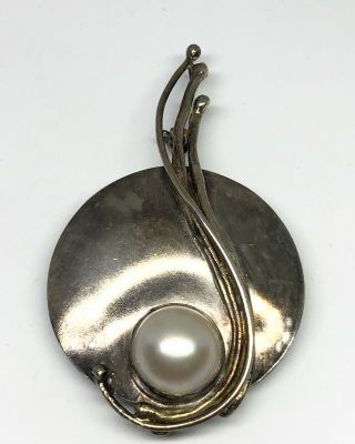 Sterling Silver Avi Soffer Pearl Pendant / Brooch