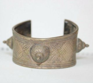 Antique African Berber Bracelet Ethnic Tribal Old Copper Silver Plated Engraved