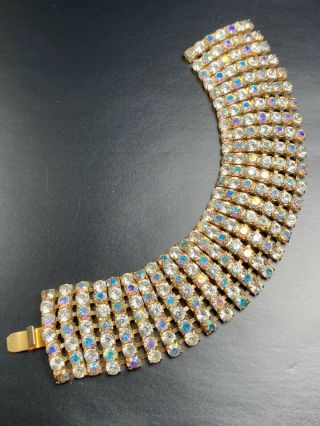 Vintage High End Bracelet 7.  5” Ab Crystal Rhinestones Gold Tone Lot1