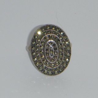 925 Sterling Silver Vintage Art Deco Uncas Mfg Marcasite Gem Ring Size 6 Lce81