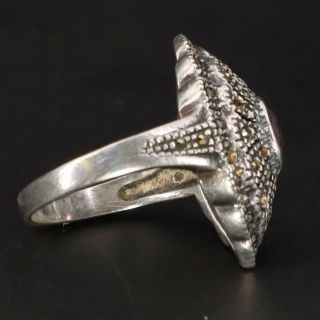 VTG Sterling Silver - ART DECO Amethyst & Marcasite Ring Size 7.  5 - 5.  5g 3
