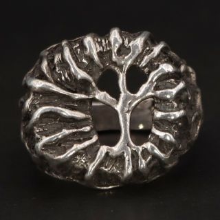 Vtg Sterling Silver - Brutalist Tree Of Life Branches Solid Ring Size 9 - 12.  5g