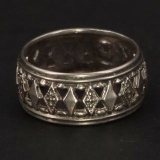 Vtg Sterling Silver - Art Deco Geometric Cutout Solid Band Ring Size 7 - 2.  5g