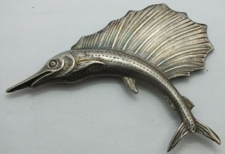 Marlin Swordfish Large Vintage Solid Sterling Silver Brooch Lf838