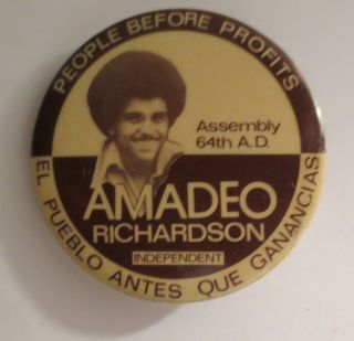 Vintage Amadeo Richardson People Before Profits Communist Party Pin Button Rare