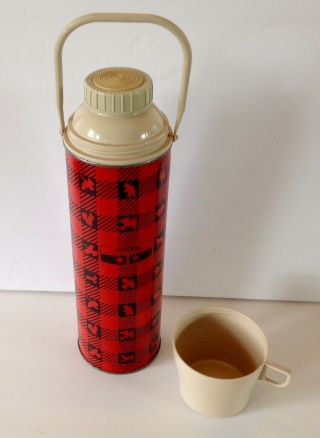 Vintage Winchester Red Plaid King Seeley Thermos Bottle Wildlife Gun Hunting 60s