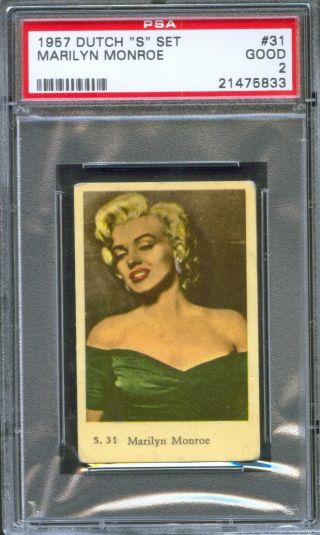 1957 Dutch Gum Card S Set 31 Marilyn Monroe Strapless Green Dress Psa 2