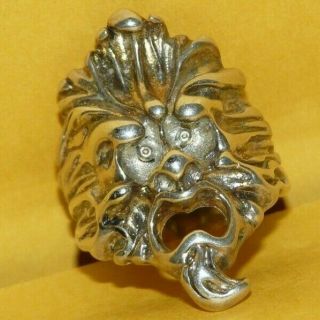 Vintage Solid " 925 " Sterling Silver " North Wind Man Face " Ring Size 10 13.  5g