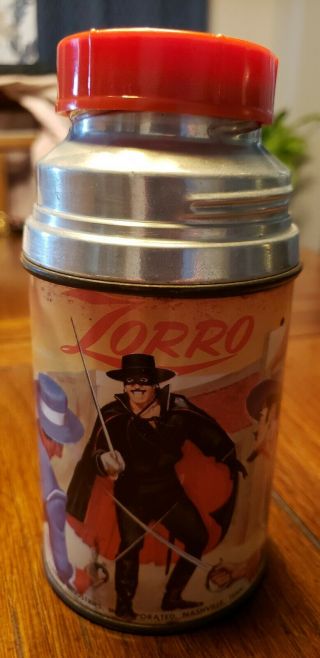 Vintage 1958 Zorro Aladdin Lunchbox Thermos