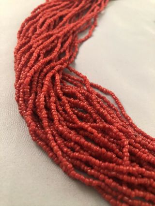Vintage Estate MULTI Strand 28 Inch Coral NECKLACE,  And EARRINGS W/SILVER 3