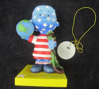 Westland Peanuts Linus Celebrates Freedom Figurine Usa Army Blanket Globe 8674