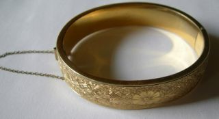 Antique Vintage Nouveau Gold Filled GF Chased Wedding Bangle Bracelet 3