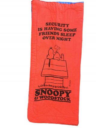 Vintage 70s Snoopy Woodstock Charlie Brown Peanuts Sleeping Bag