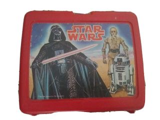 Vintage 1977 Star Wars Red Plastic Lunch Box