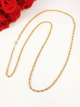 Caco 25 " Long Vintage 2mm 12k Gold Filled Chain Link Twist Rope Necklace 2