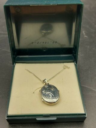 Extra Large Vintage Solid Sterling Silver Picture Locket Pendant Necklace