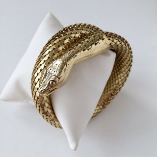 Whiting And Davis Gold Tone Mesh Snake Wrap Bracelet