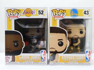Funko Pop Lebron James Lakers White Shirt 52 And Stephen Curry Grey Shirt 43