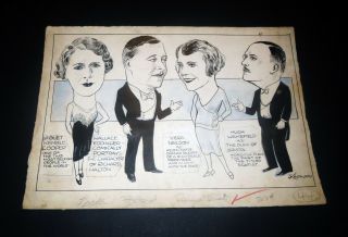 Authentic 1920s Illustration Drawing Production Art Poster Movie Broadway Actors