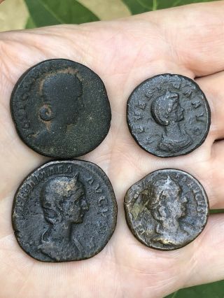4 Ancient Roman Coins Female Figures Obverse