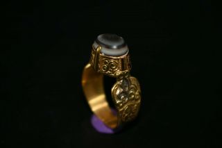 100 Authentic Ancient 18K Bactrian Gold Ring with Rare Ancient Eye Agate Stone 3