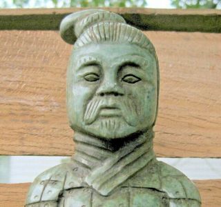Large Hand Carved Antique Chinese Jade Marble Warrior Soldier Sculpture Ancient