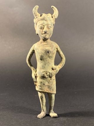 Very Rare Ancient Luristan Bronze Horned Devil Fertility Statuette Ca 1000 Bce