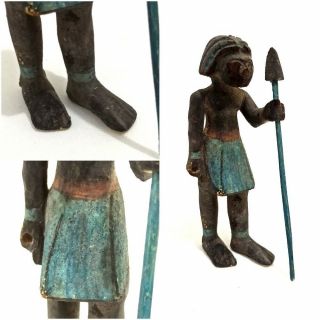 Ancient Egyptian Wooden Antique Soldier Statue Bead Mummy Middle Kingdom 1200 Bc