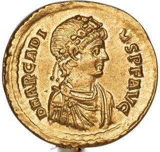 Roman Emperor Arcadius Av Solidus Gold Coin 383 - 408 Ad Choice Au