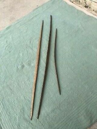 3 Native American Antique & Or Ancient Hand Carved Wooden Hunting Archery Bow