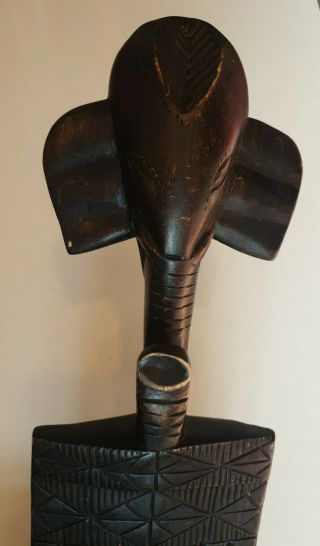 Ancient Tribal Hand Carved Wooden African Elephant Afro Comb 22 "
