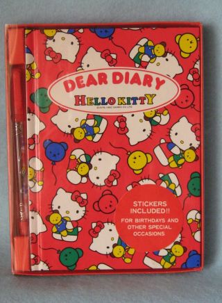 Sanrio Hello Kitty Dear Diary W/stickers/pen Collectible Vintage 1976 - 1990
