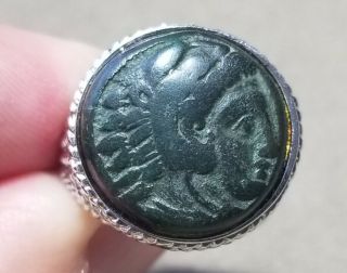 Silver Ring Alexander Iii The Great Authentic Ancient Greek Macedon Coin Sz 9