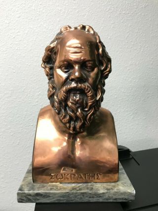 Socrates Ancient Greek Philosopher Vintage Copper Statue