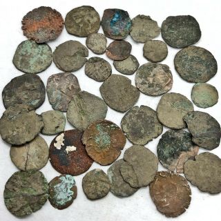 Authentic Medieval Copper Coin Artifacts - European Metal Detector Finds Old - A